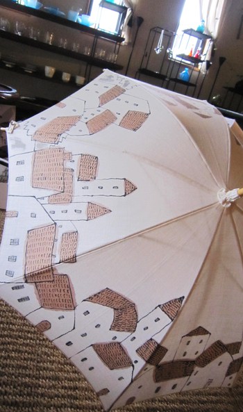 山中秀書氏　墨と柿渋の手描きの日傘　届きました～！