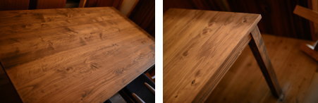 アンティーク仕上の無垢テーブルとウォールナットチェア×2台完成！
