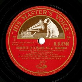 【SP盤】GB HMV D.B.5740 JASCHA HEIFETZ BRAHMS CONCERTO IN D MAJOR OP.77 Cadenza & 1st Movement (Conclusion)/2nd Movement (Part 1)