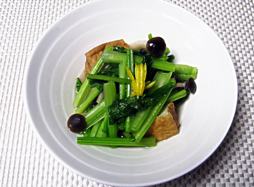 小松菜と厚あげのさっと煮　ゆず風味