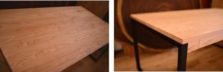 無垢クリ材×アイアン脚を使った引き出し付きテーブル完成と家具出荷ラッシュ！