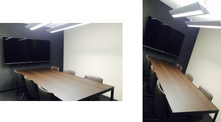 会議室に天然木化粧板×アイアン脚設置 写真