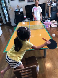 お盆で卓球
